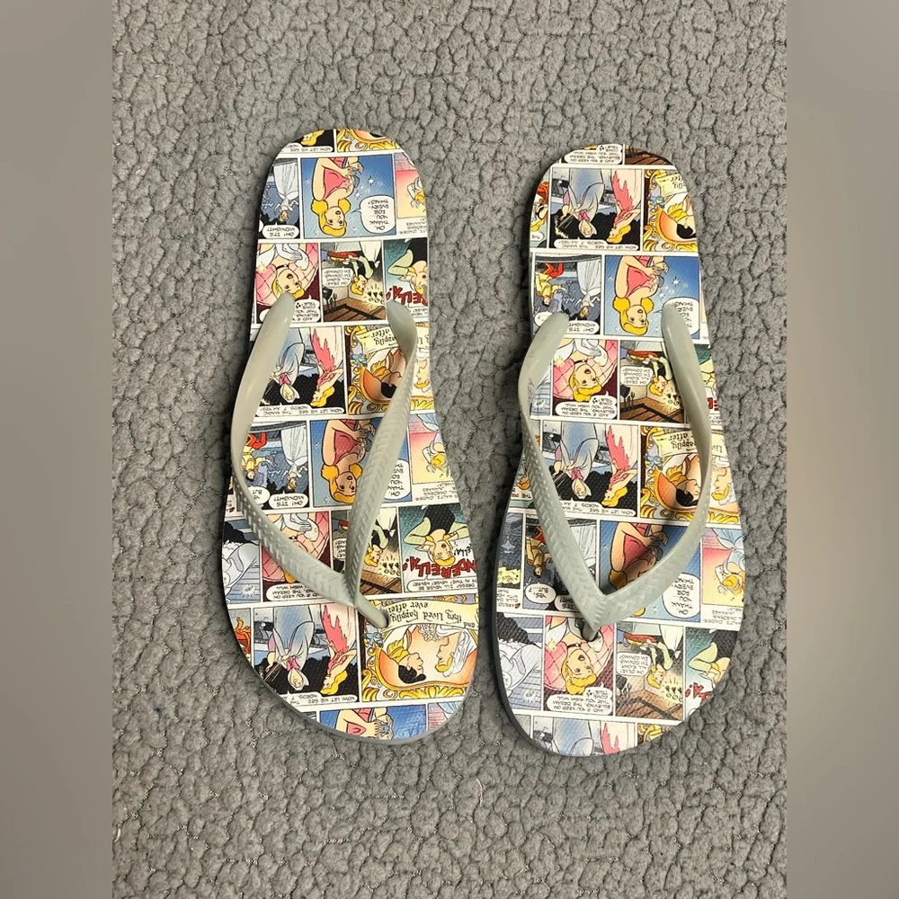 Disney‎ Cinderella Comic Flip Flops Blue Womens Size 8.5
